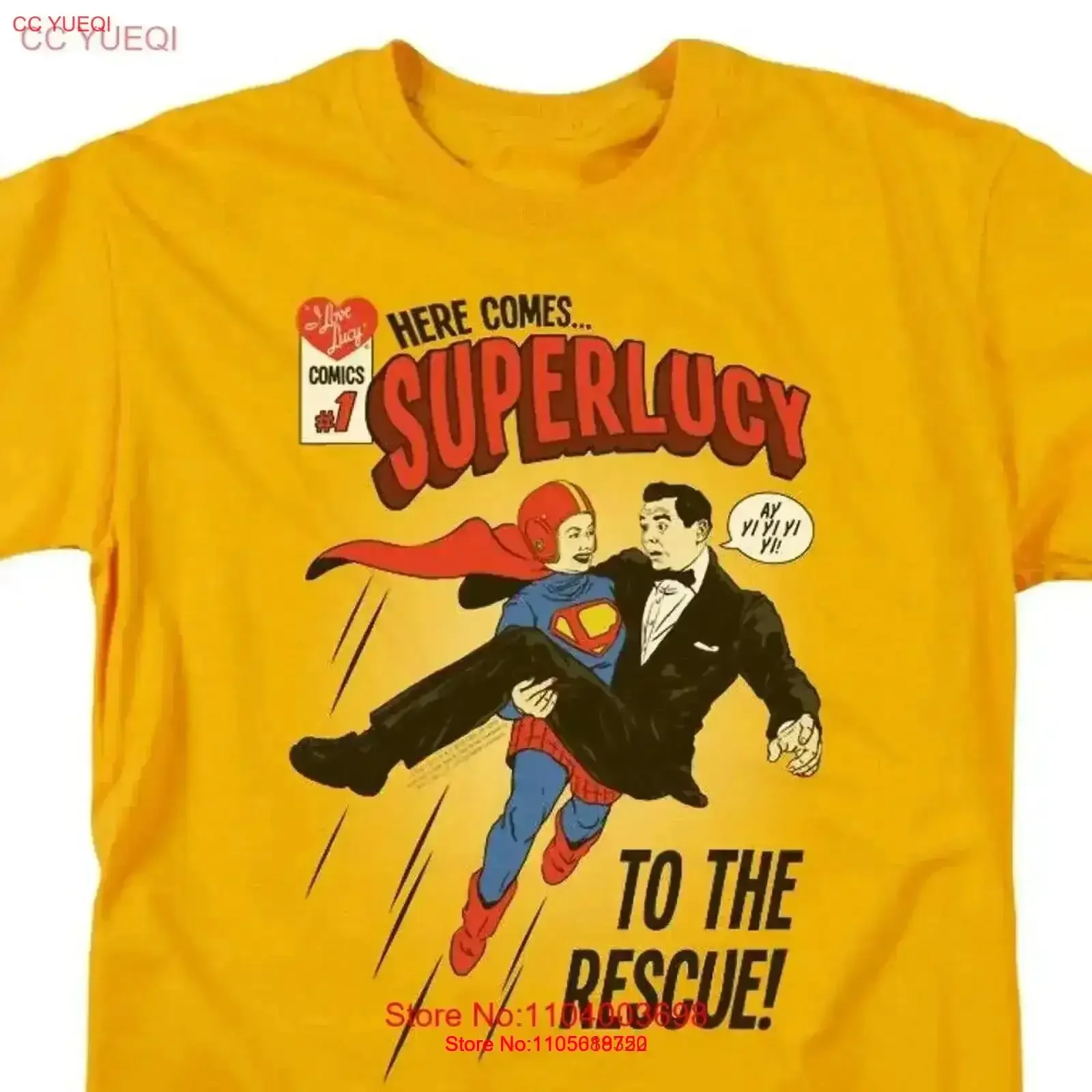 I Love Lucy Super to the Rescue Gold T Shirt vintage Washed Slightly Breathable designer clothes graphic vintage Washed