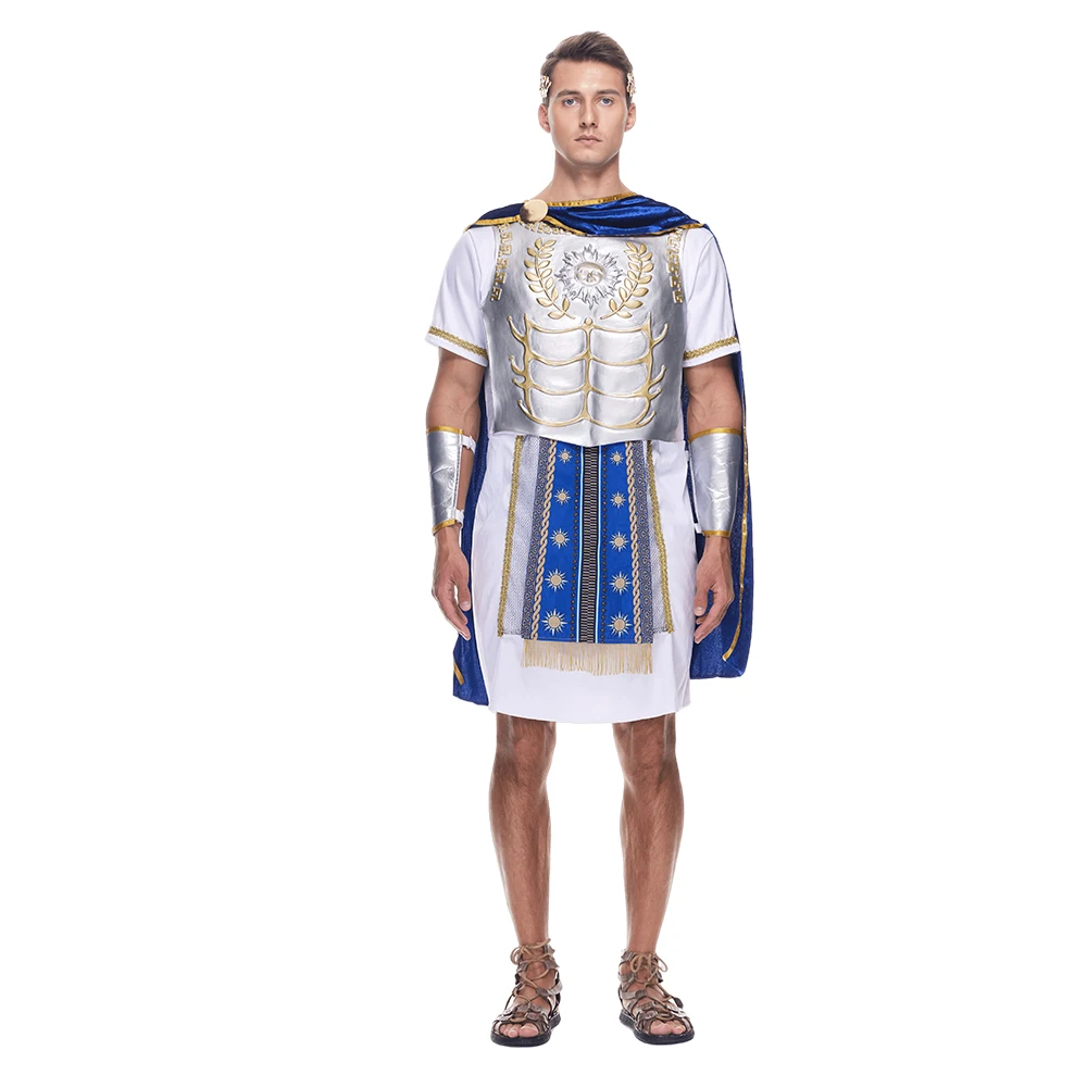 Adult Mens Roman Gladiator Costume Ancient Roman Emperor of the Sun Imperator Set Halloween Dress Up Party Carnival Easter Purim