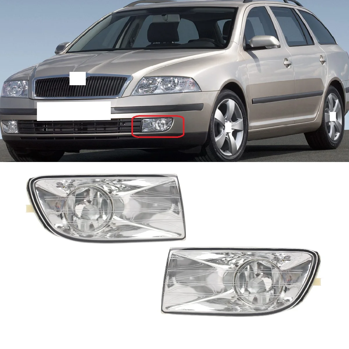 

Левая+Правая передняя противотуманная фара для Skoda Octavia MK2 2004-2008 (без лампы)