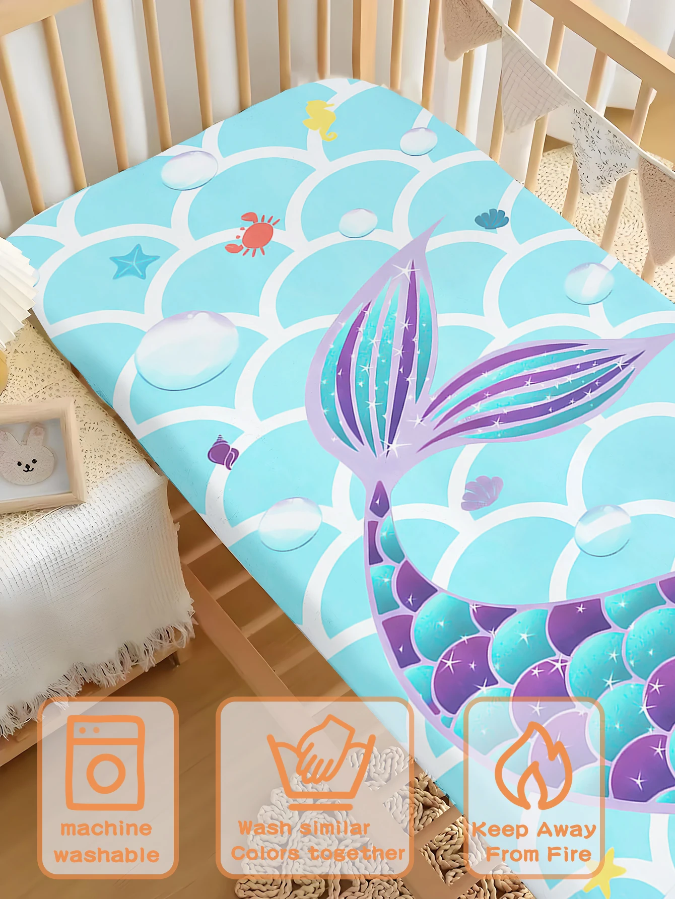 حورية البحر الأميرة مريح 100٪ بوليستر المجهزة ورقة طقم سرير غرفة نوم ديكور المنزل مناسبة للأطفال والكبار