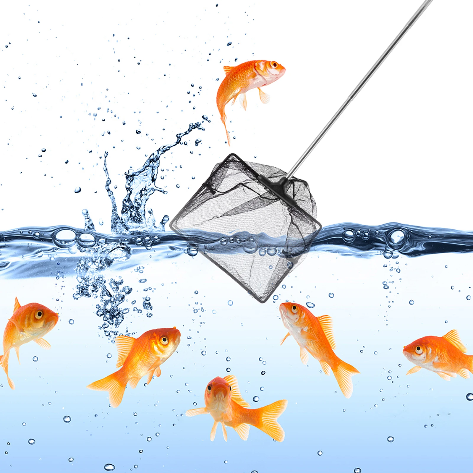 

Stainless Steel Net Foldable Mesh Small Fish Tank Aquarium Telescopic Handle Long Lasting Pet Supplies Fish Looting Tool