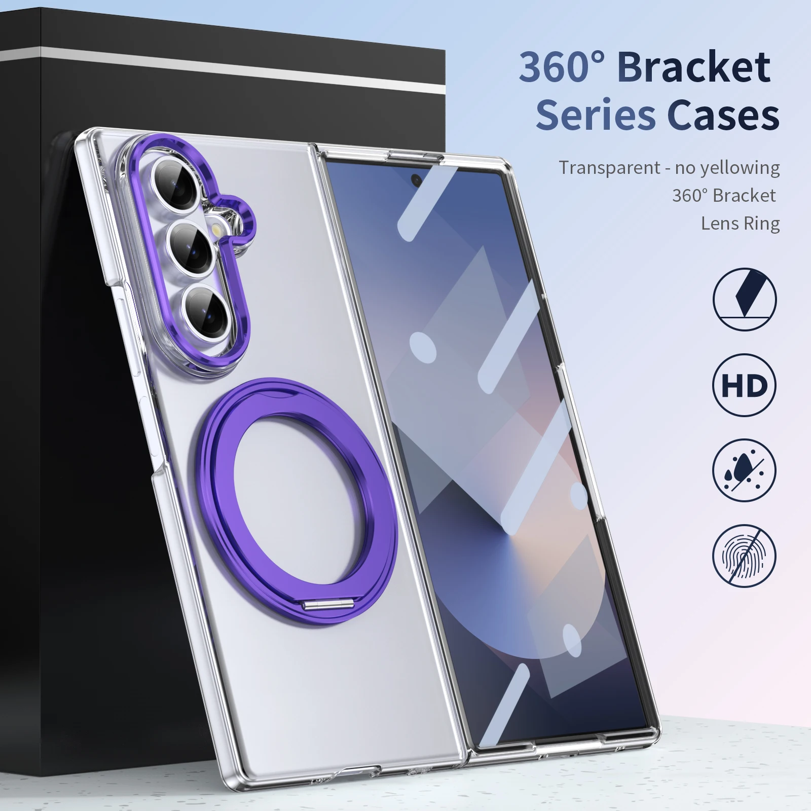Für Samsung Galaxy Z Fold 8 Ultra Fold 8 7 6 5 4 HD Klar 360° °   Schwenkbare Halterung Ringfolie aus Gehärtetem Glas Kabelloses Lade-Etui