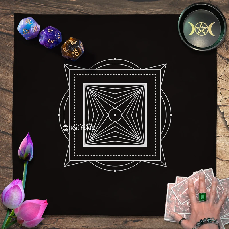 Sacred Geometric Tarot Tablecloth Spread Velvet Altar Cloth Spiritual Pagan Divination Witchcraft Astrology Oracle Card Pads New