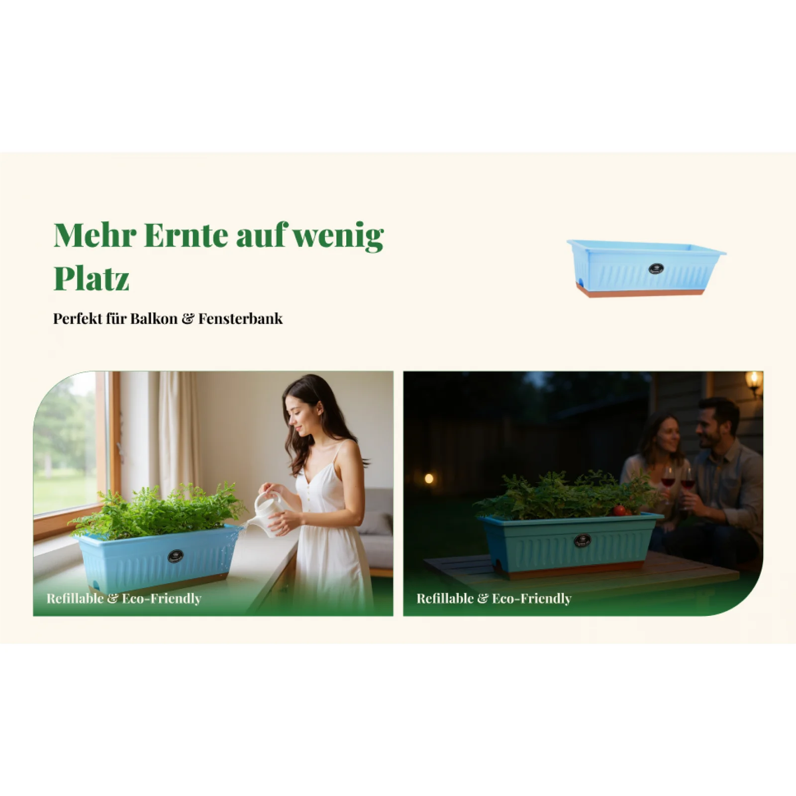 Rectangular Plastic Flower Box Planter with Drainage Holes Indoor Outdoor Planters for Garden Balcony Windowsill