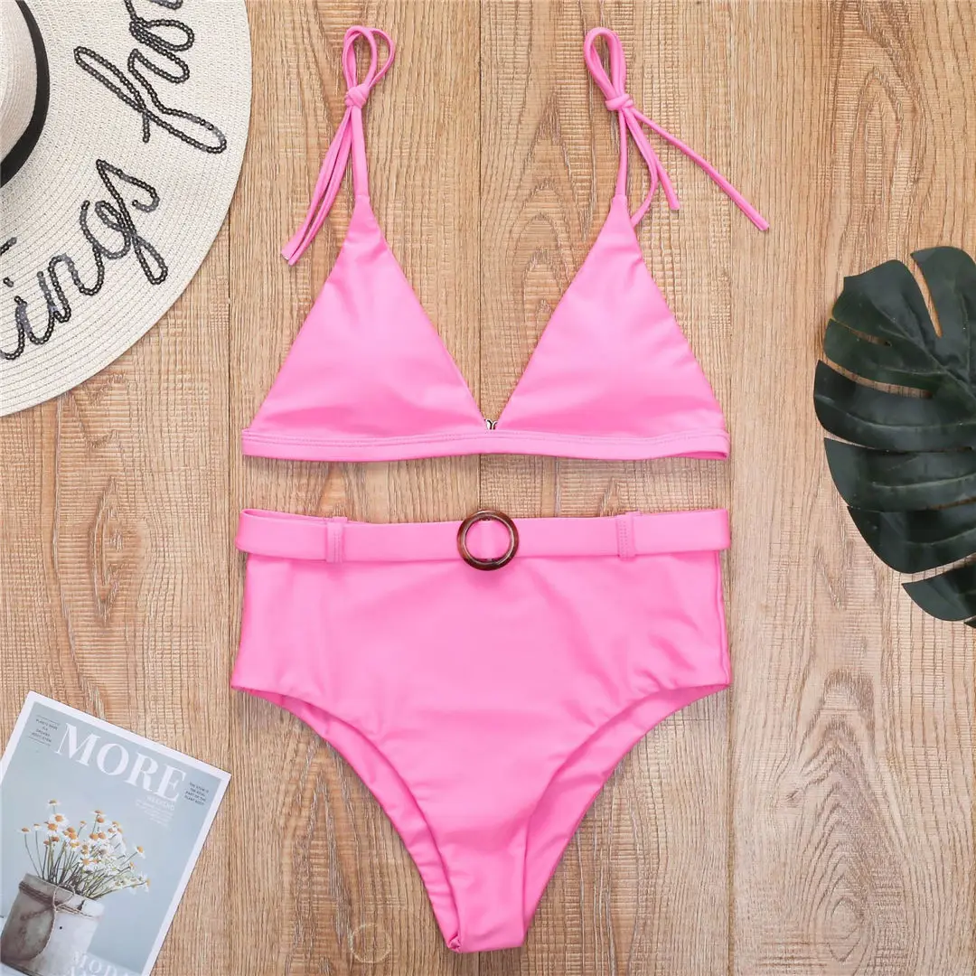 4 Farben Damen-Badeanzug High-Waist-Bikini 2026 Damen-Bademode Zweiteiliges Bikini-Set mit Gürtel Badeanzug Schwimmanzug V2359 – Detail 11