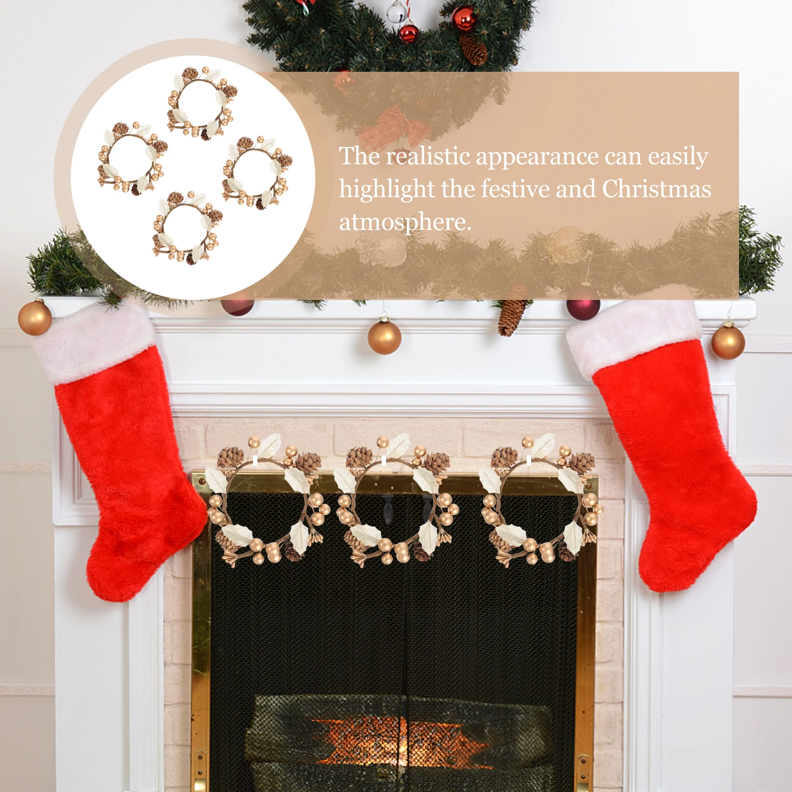 

4pcs C Berry Wreath Berry Wreath Decoration Mini Xmas Props Festive Christmas Party Adornment