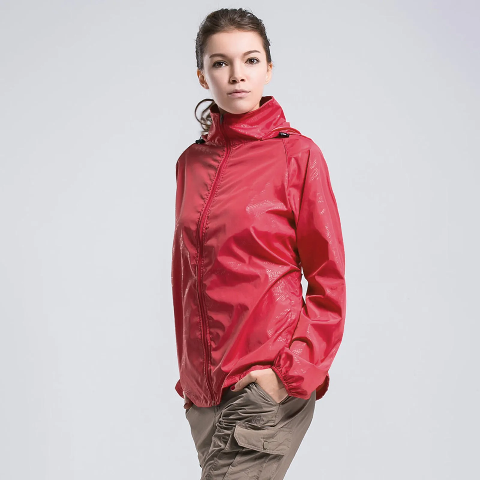 Chaqueta informal para mujer, abrigo deportivo ligero y cómodo para las cuatro estaciones, a prueba de lluvia y viento, abrigo seco con cuello de pie