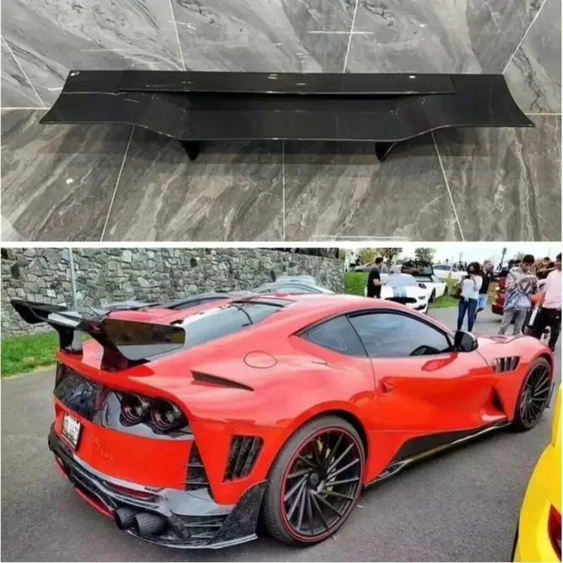 FOR Ferrari 812 2017 2018 2019 2020 2021 2022 GT MO STYLE REAL CARBON FIBER REAR WING TRUNK LIP TAIL WITH FLAP SPOILER Body Kit