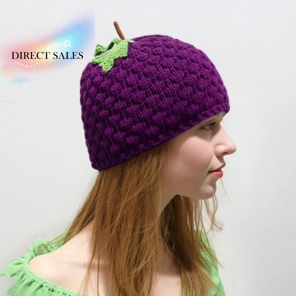 

Лимонная креативная вязаная шапка с фруктами, теплая игривая клубничная пуловерная шапка, забавная мягкая шапка с ананасом для езды на велосипеде