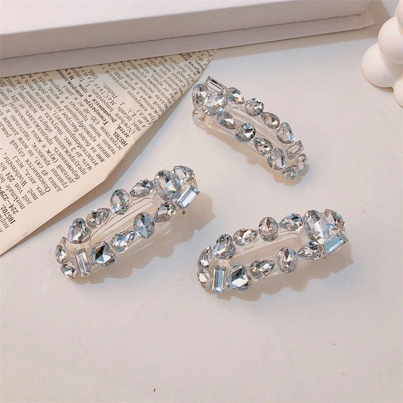 New Luxury Zircon Super Flash Hair Clips Sense Of Niche Oval Fairy Bangs Side Clip Girl Heart Fashion Versatile Hair Accessories