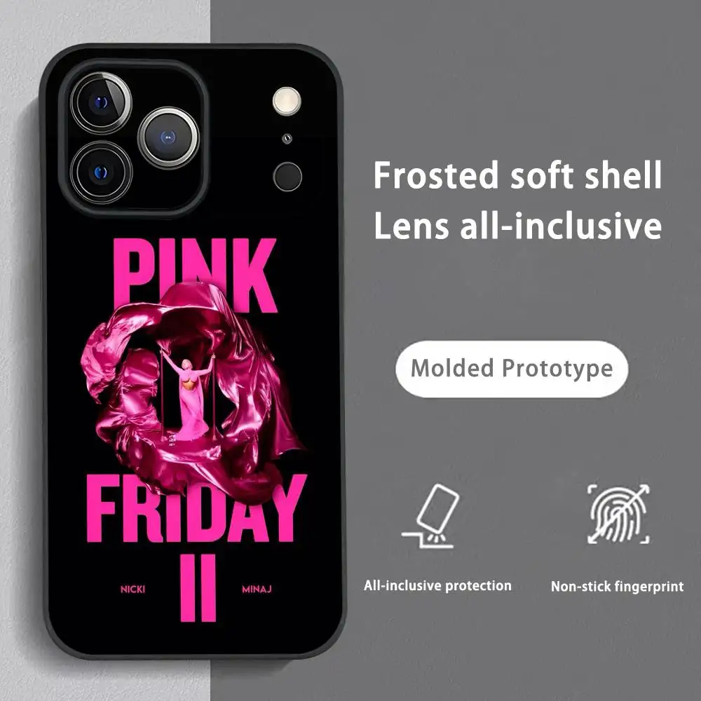 N-Nicki Minaj Pink F-Friday Phone Case For iPhone 17 16 15 14 13 12 11 Pro Max Plus Mini Black Frosted Soft Shell Funda