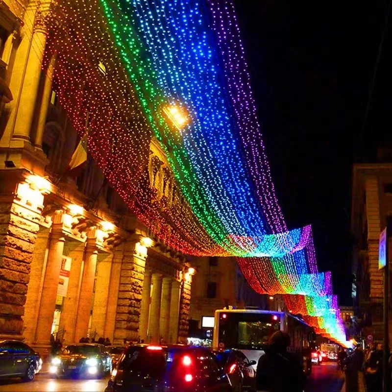 100/200LED سلسلة أضواء الاتحاد الأوروبي التوصيل عيد الميلاد جارلاند الإضاءة في الهواء الطلق عطلة شارع حفل زفاف الديكور الجنية ضوء نافيداد