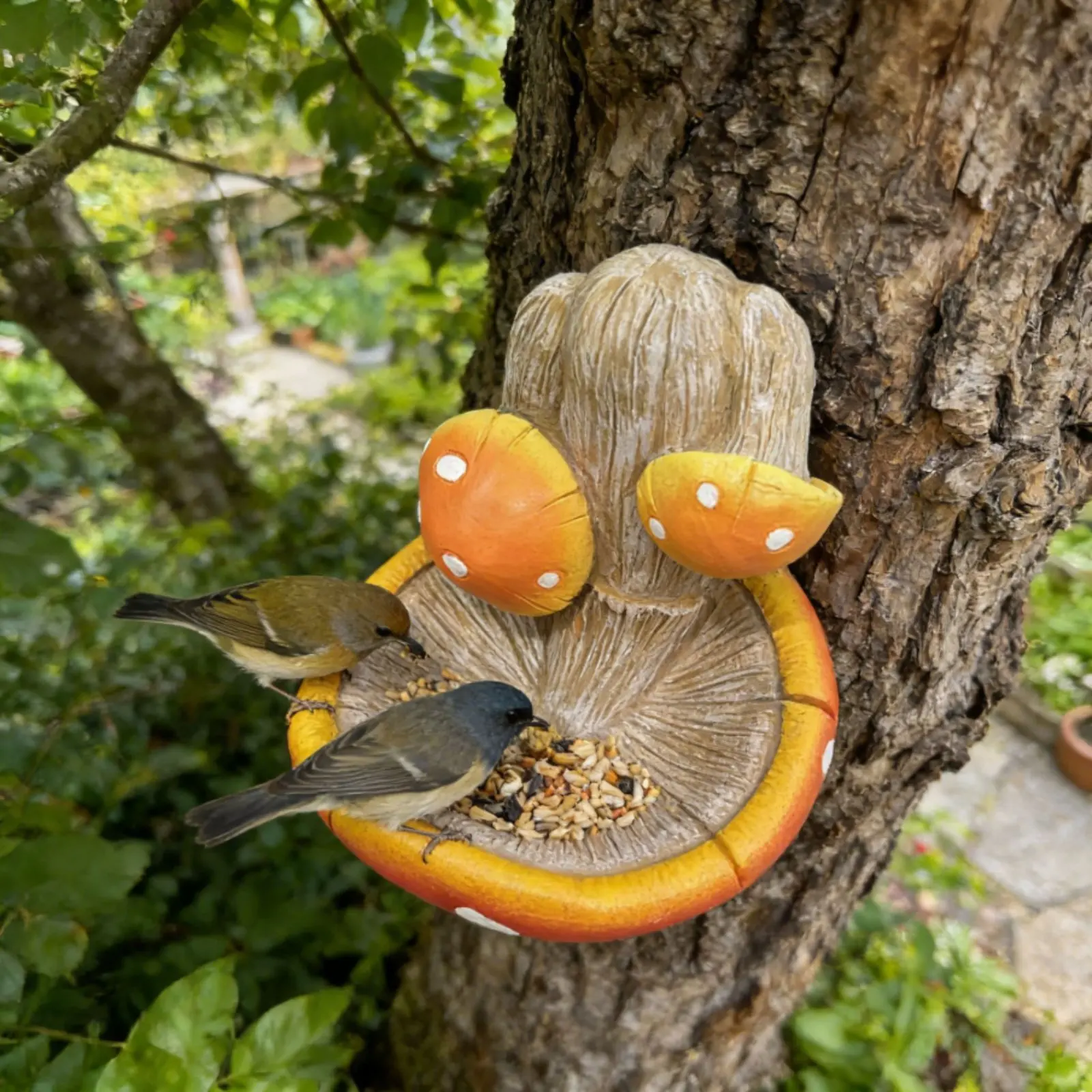 

Fungi Bird Feeder Textured Hanging Fungi Feeder Garden Decor Easy to Fill Outdoor Ornament 4 Perch Design