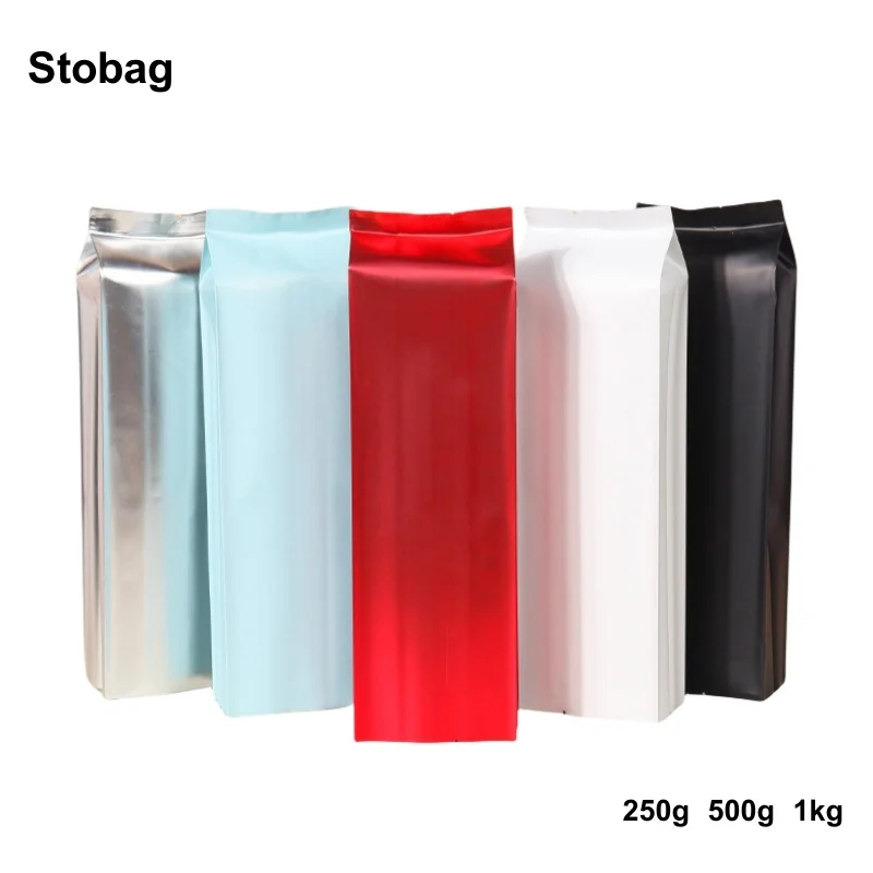 

StoBag 50pcs Coffee Beans Packaging Bag Aluminum Foil with Valve Kraft Paper Machine Sealing for Powder Storage Pouch Wholesale