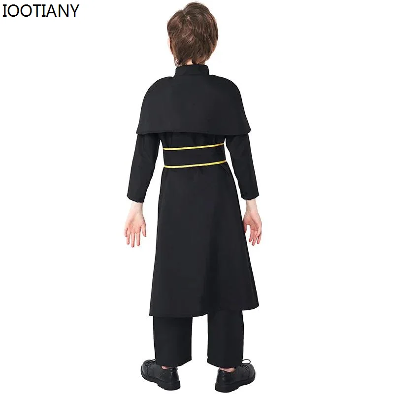 IOOTIANY 소년을위한 할로윈 의상 어린이 종교 목사 아버지 사제 의상 판타지아 코스프레 의류