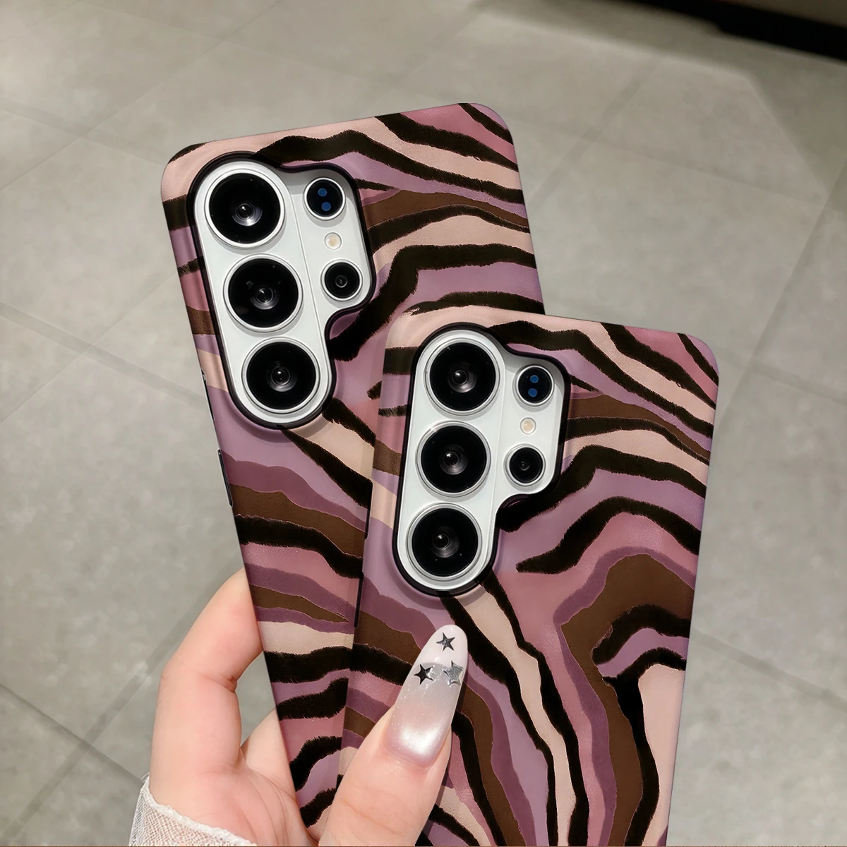 Pink Purple Zebra Phone Case For Samsung Galaxy S26 S25 Ultra S24 S23 Plus Hard Shock‑Absorption 2-in-1Protective Cover