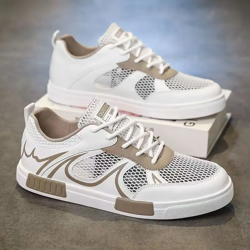 Men Big Size Mesh Hollow Out Lace Up Board Shoes Summer New Soft sole Non Slip Breathable Adolescent Casual Sneakers