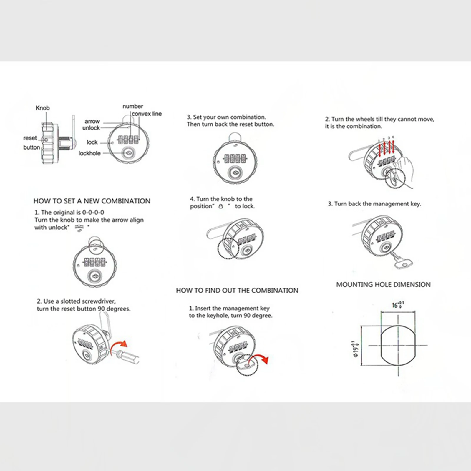 4 Digit Combination Drawer RV Digital Alloy Mail Box Cam Lock Cabinet Post