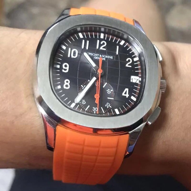 Dropshipping 2022 Top Brand Luxury  Mens Watches Luxury Male Clocks Quartz Military Sports Watch Orange Rubber Strap Waterproof