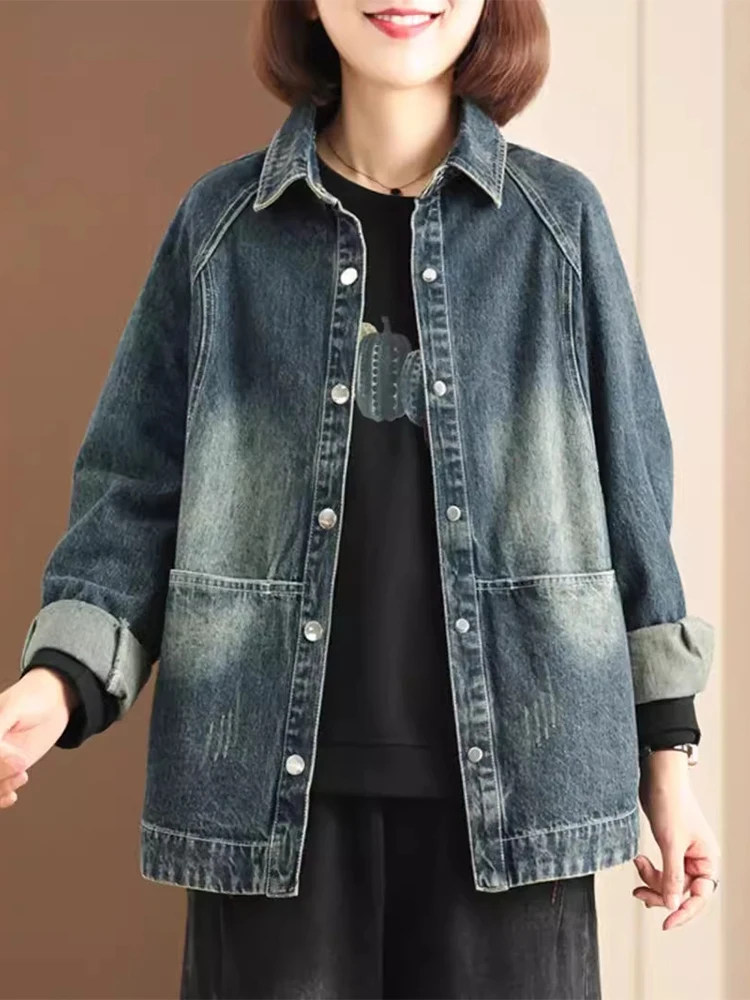 Max LuLu Korean Fall Vintage Denim Coats Womens Fashion Loose Ripped Jackets Ladies Casual Classic Outerwear Big Size Clothing