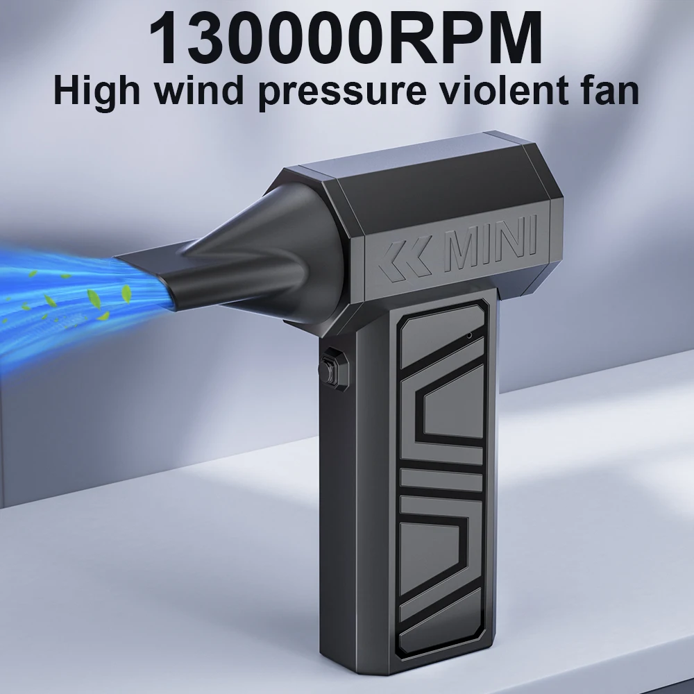 

Car Jet Fan Turbo Fan Type-C Charging Cleaning Blower Tool 130000RPM Blowing Snow Electric Air Duster Portable 5 Outlet Nozzles