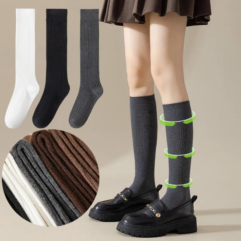 

Носки до середины икры для женщин, осенние и зимние изысканные хлопковые носки для похудения, высокие утягивающие полуноги, длинные носки