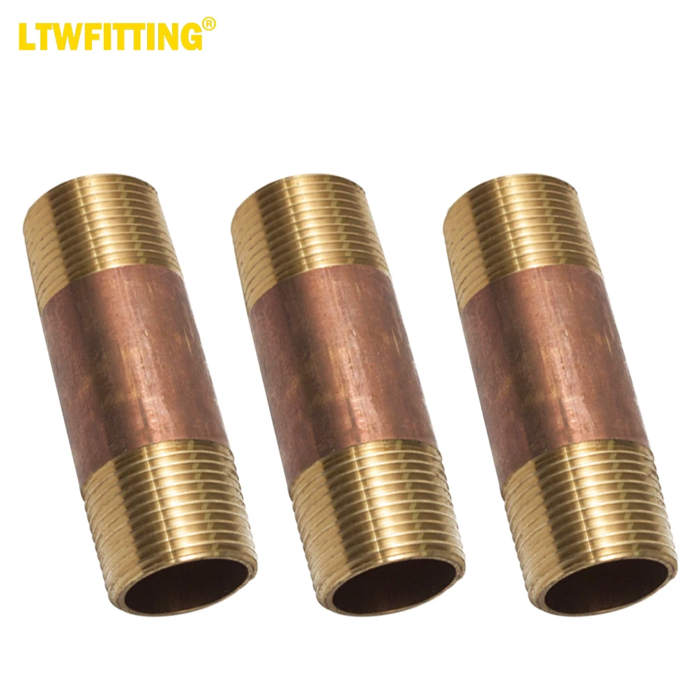 LTWFITTING Red Brass Pipe Fitting, Nipple, 3/4