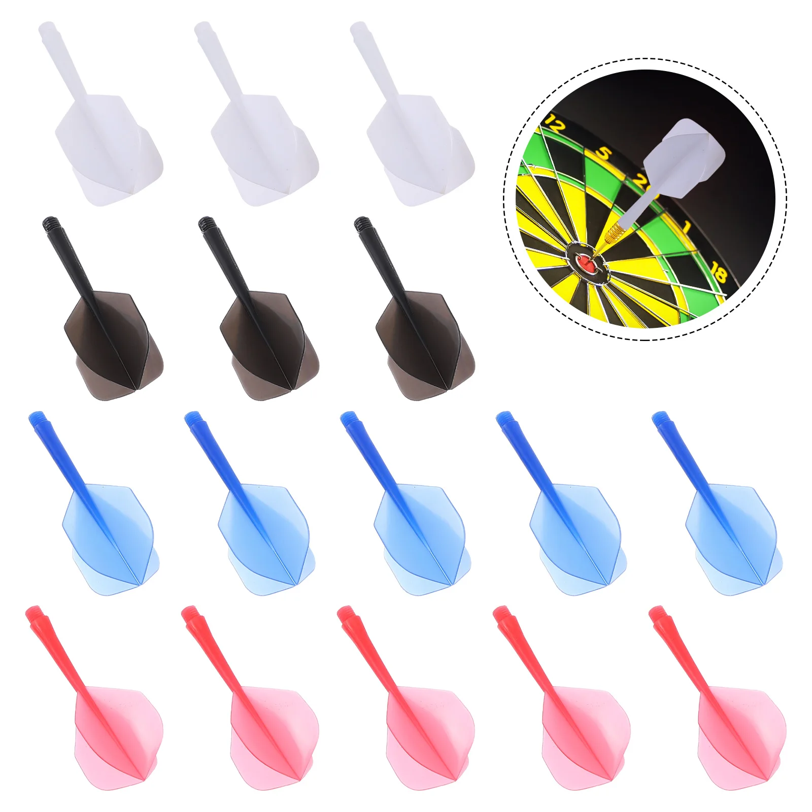 

20 Pcs Dart Accessories Beginner Comfortable Grip Flights Lightweight Tails Wing Thread Plastic Catching Practical