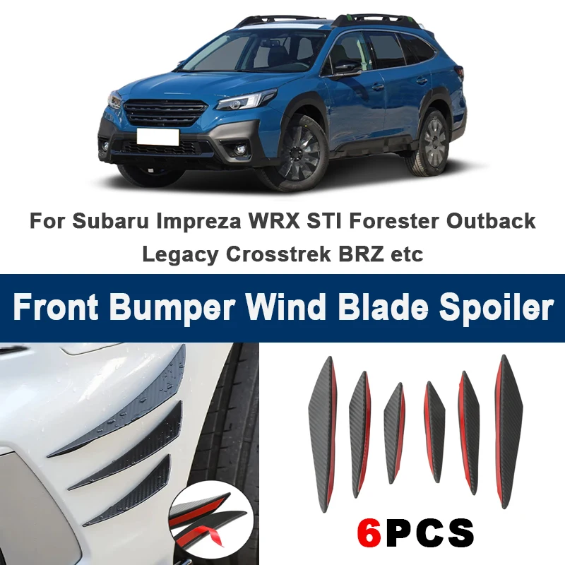 

6pcs Car Front Bumper Lip Side Splitter Fins Wind blade Spoiler - For Subaru Impreza WRX STI Forester Outback Legacy Crosstrek