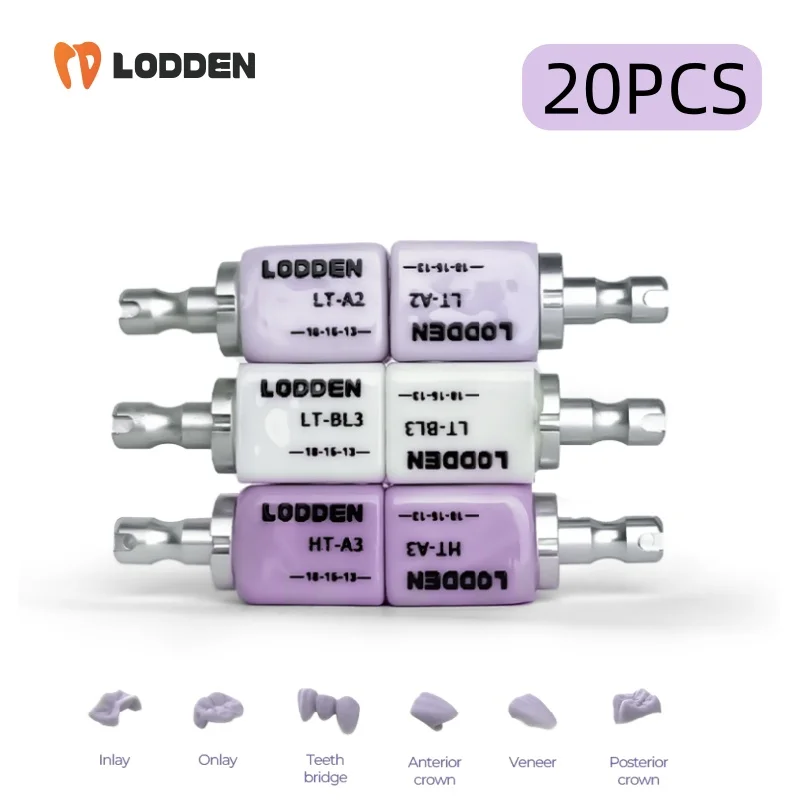 

20pcs/4boxes Lodden Dental Lithium Disilicate C14 Sirona System Block Chairside Restoration Aesthetics Dental Lab Materials