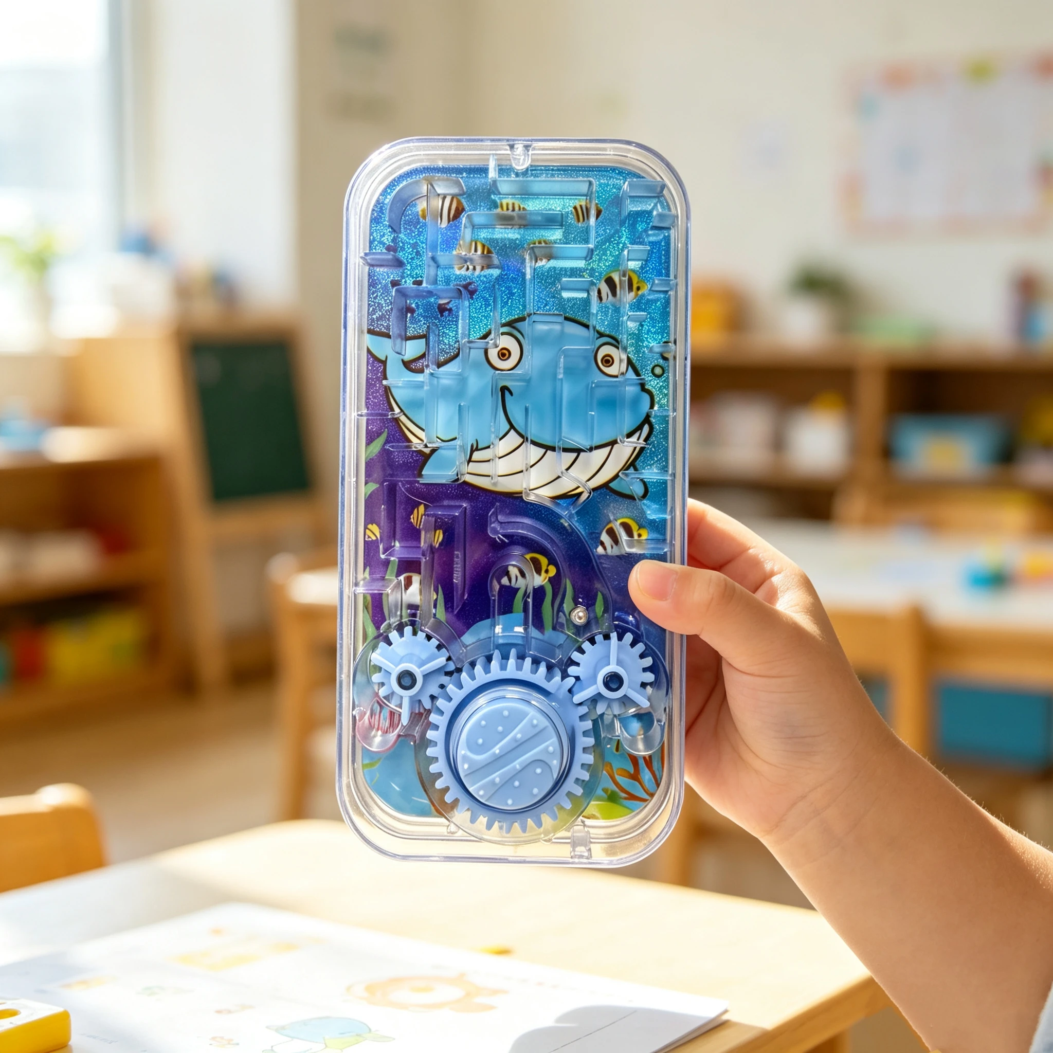 Ocean Whale Handheld Maze Ball Game Rotating Gear Labyrinth Puzzle Kids Educational Portable Stress Relief Fidget Toy