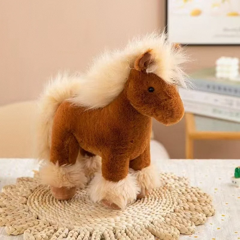 Niedliche echte Pferd-Einhorn-Plüschpuppen, Stofftier, hochwertiges, realistisches Pony-Plüschtier, klassisches Geburtstagsgeschenk für Kinder