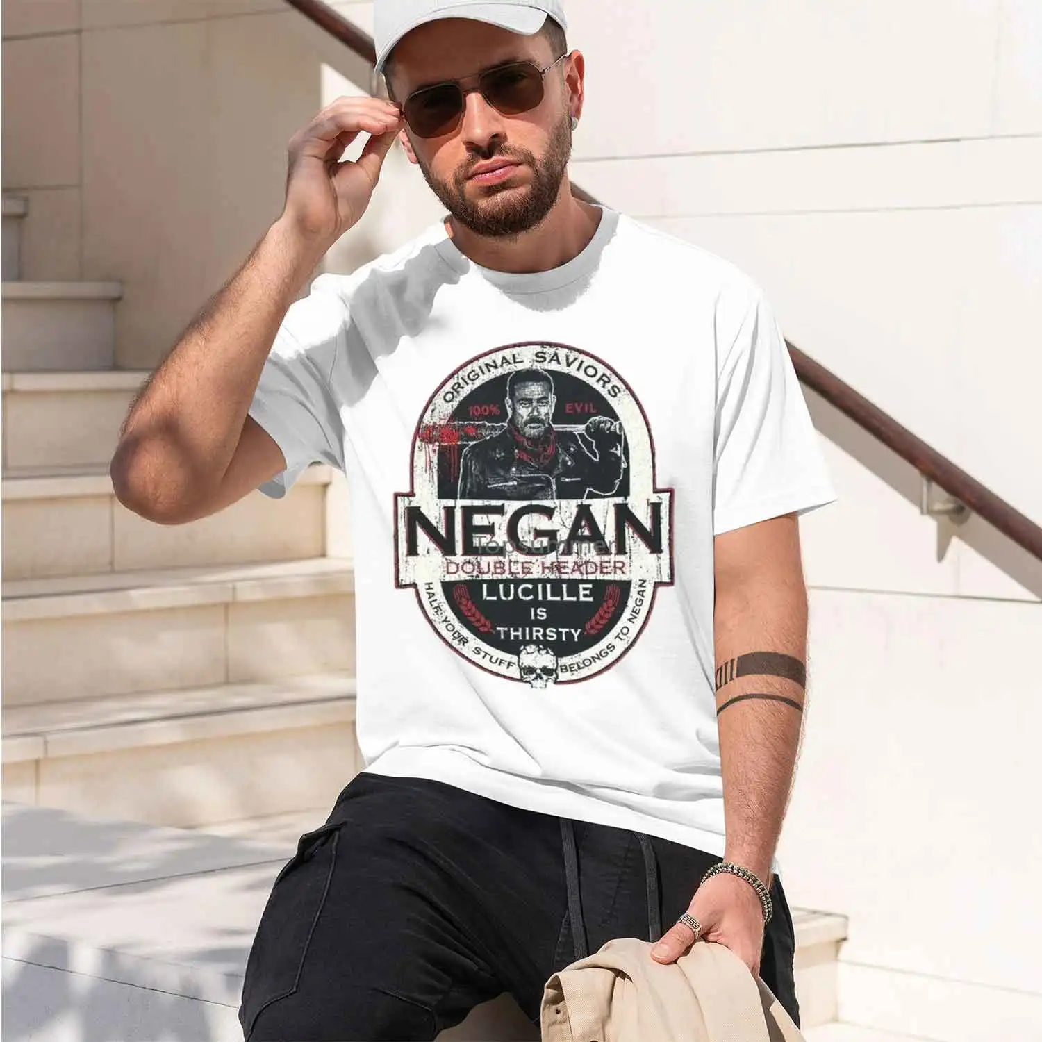 Men T Shirt Negan uble Header Funny T-Shirt Novelty Tshirt Women 2026 New Model Men’s Short-sleeve crewneck T-Shirt Classic Casu
