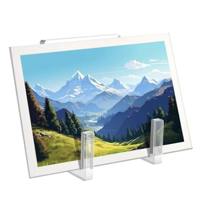 حامل لوحة مشهور للعرض، حامل مربع من الأكريليك الشفاف، حامل إطار صورة على سطح الطاولة، حامل للكتاب، #2