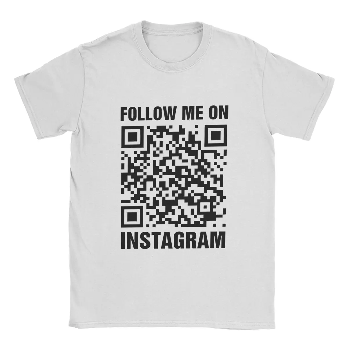 Men T-Shirt Rick Roll QR Code Prank Follow Me On Instagram Vintage 100% Cotton Tees Short Sleeve T Shirts Round Collar Clothes