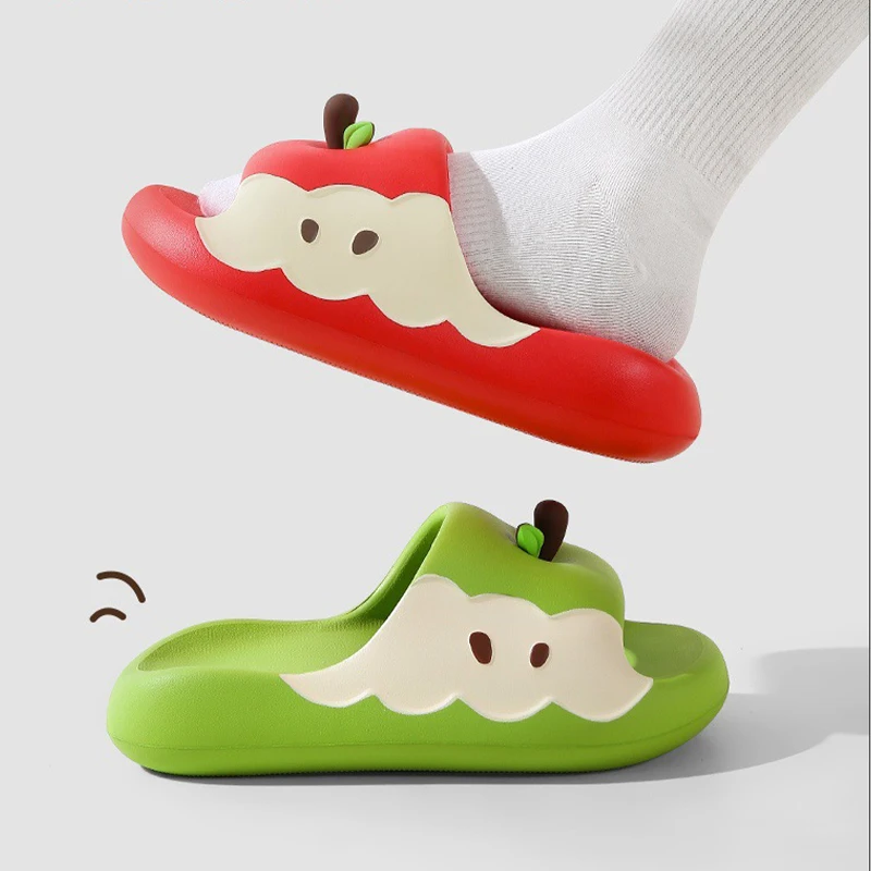 

Cute Apple Cartoon Slippers for Women Men, 3D Cloud Design Non-Slip Thick Sole Slides, Comfortable Indoor Outdoor Summer Sandal