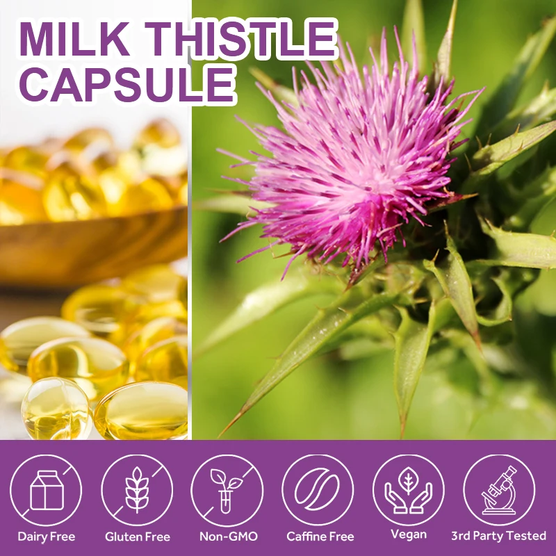 6X Organic Milk Thistle Extract Capsules Liver Health Help Liver Detox & Cleanse Liver Protection Decompose Alcohol Health Food