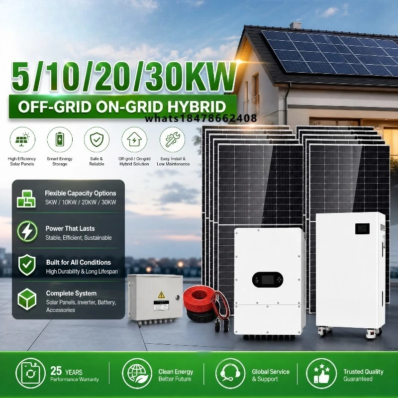 

Complete Solar Energy System 5KW 10KW 20KW 30KW Solar Panel Kit Hybrid Off Grid Solar Generator for Home Use