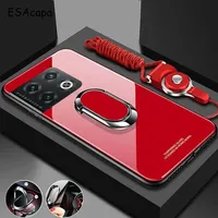 Tempered Glass Magnetic Ring Holder phone Case for Oneplus 10 Pro Shockproof Hard Back Cover for One plus 10Pro With Lanyard
