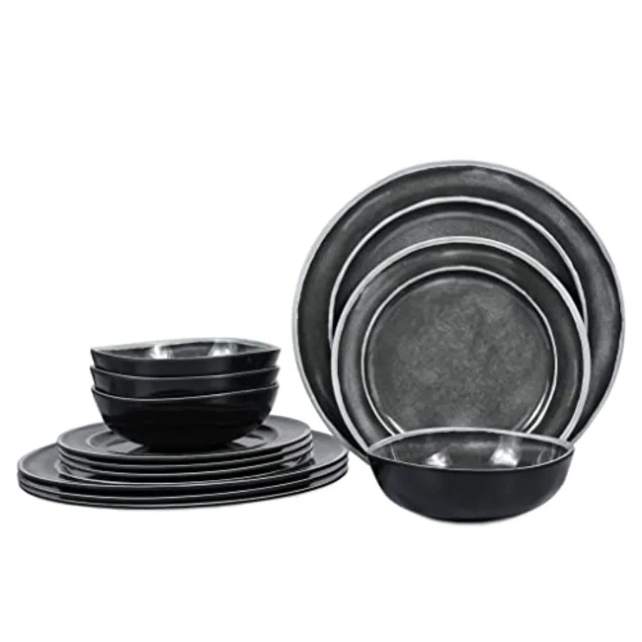 

Наборы меламиновой посуды - 12 предметов: тарелки и миски из меламина на 4 персоны, подходят для использования в помещении и на улице.