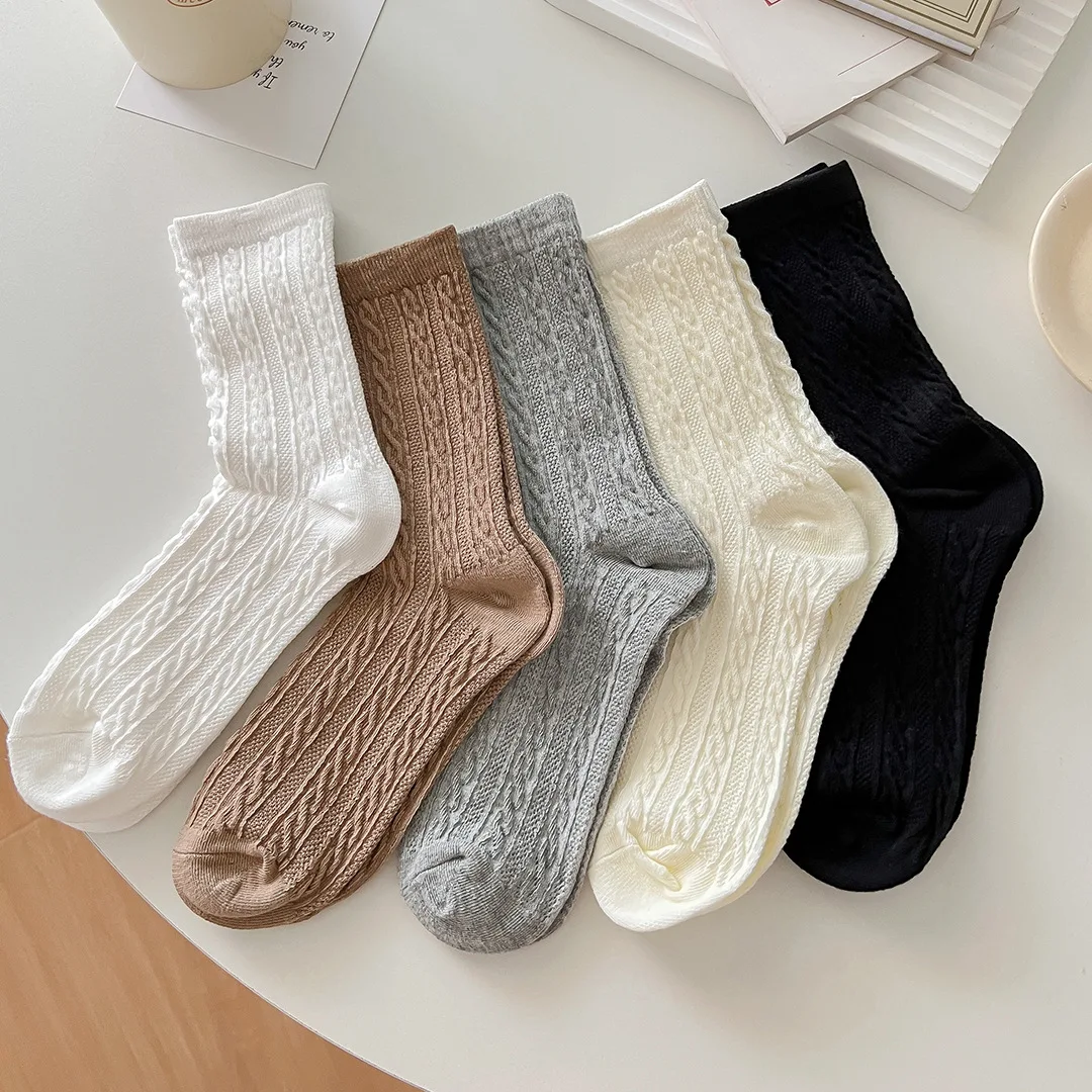 

2022 New Arrival women socks Solid color cotton middle tube socks women happy funny socks Korea style casual kawaii socks 35-40