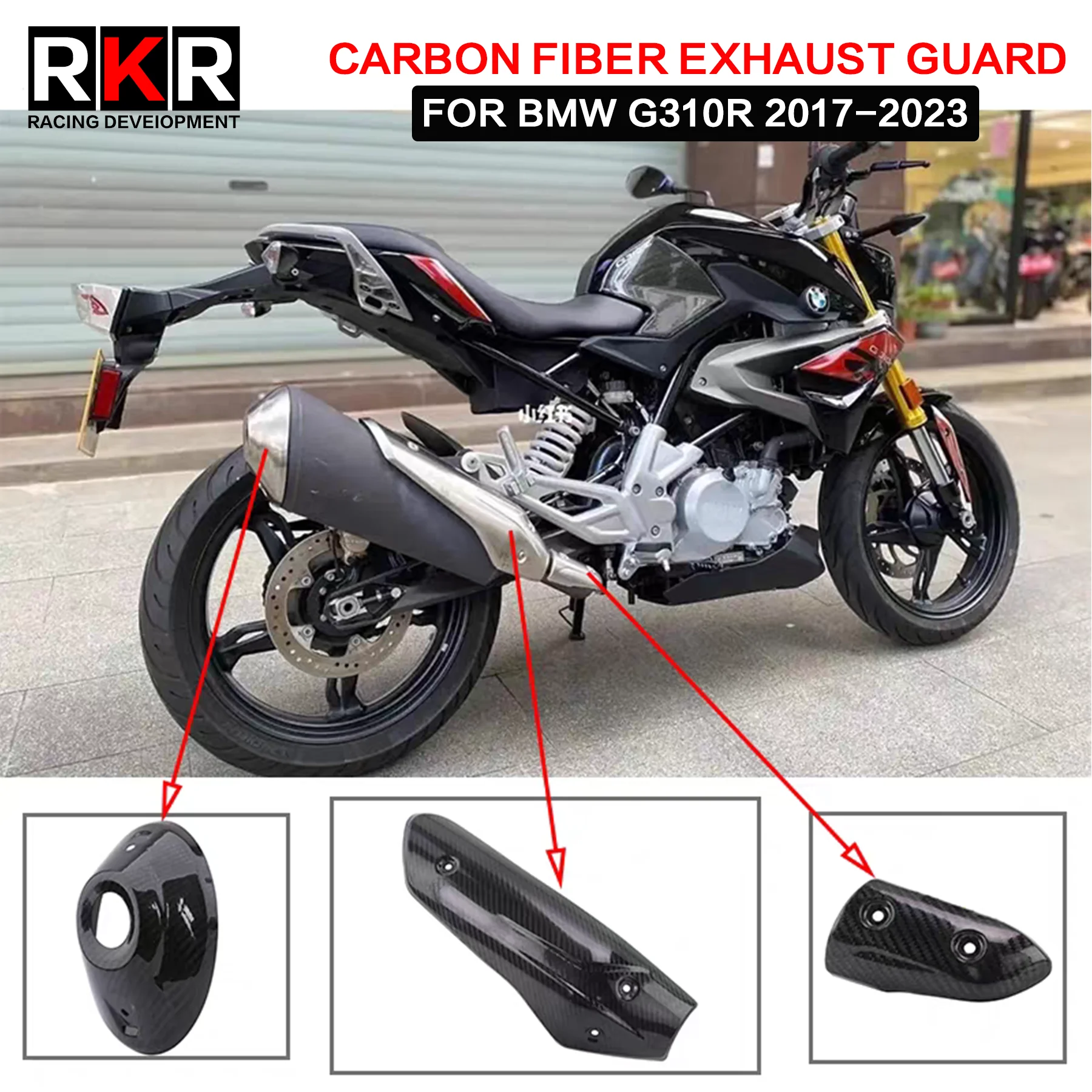 

Motorcycle Real Carbon Fiber Exhaust Middle Link Pipe Heat Shield Cover Guard Anti-Scalding Shell for BMW G310R G 310R 2017-2023