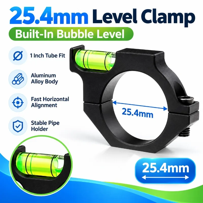 Aluminum Alloy 1 Inch Pipe Holder, 25.4mm Level Clamp with Calibration Fittings