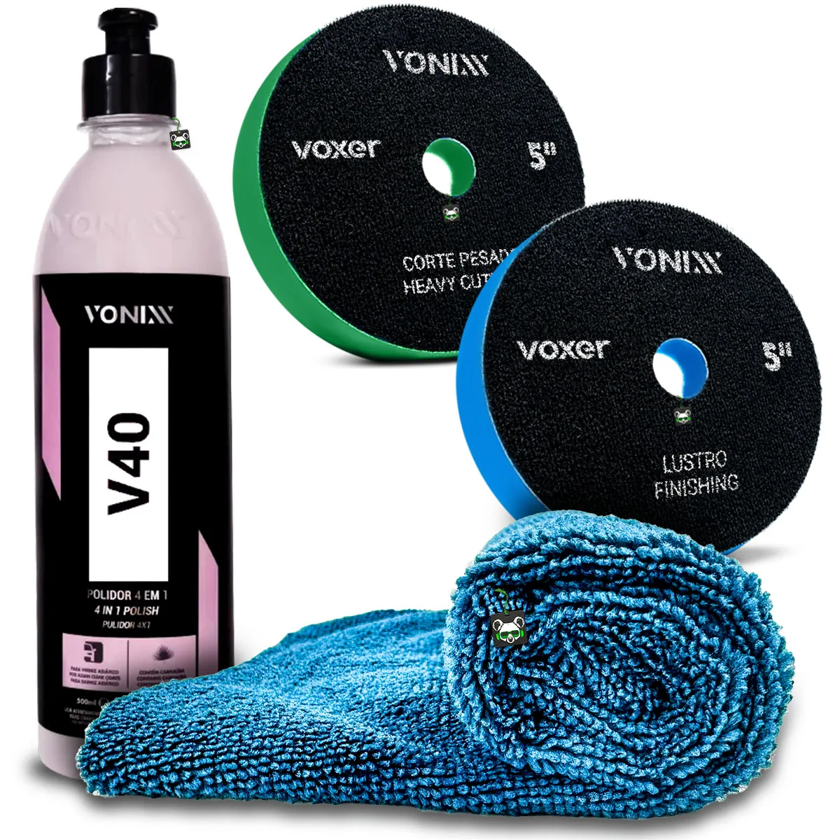 polishing-kit-4-in-1-cut-refino-lustro-protection-v40-500ml-2-berets-vonixx-microfiber-towel