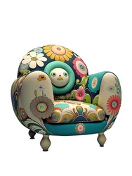 Painted fabric leisure chairs, Italian postmodern furniture