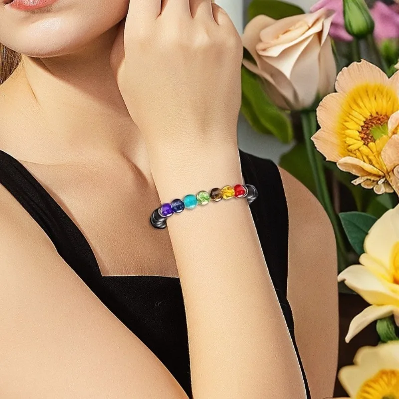 Creative Fashion Colorful Volcanic Tiger Eye Stone Beaded Adjustable Drawstring Bracelets for Women Men Yoga Meditation Jewelry