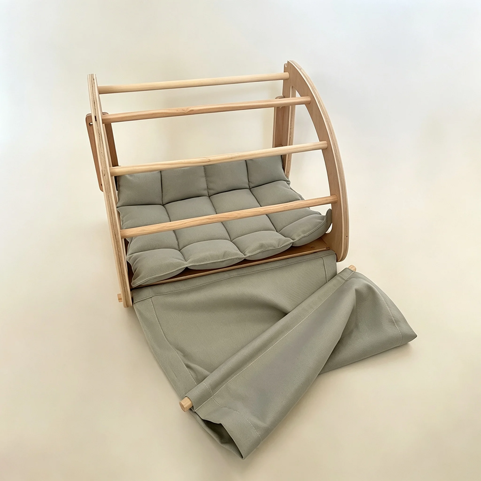 Cat Bed Wall Mounted Pet Bed Privacy Curtain Cat House Canvas Cushion Cat Mat Wooden Pet Supplies Indoor Portable Durable