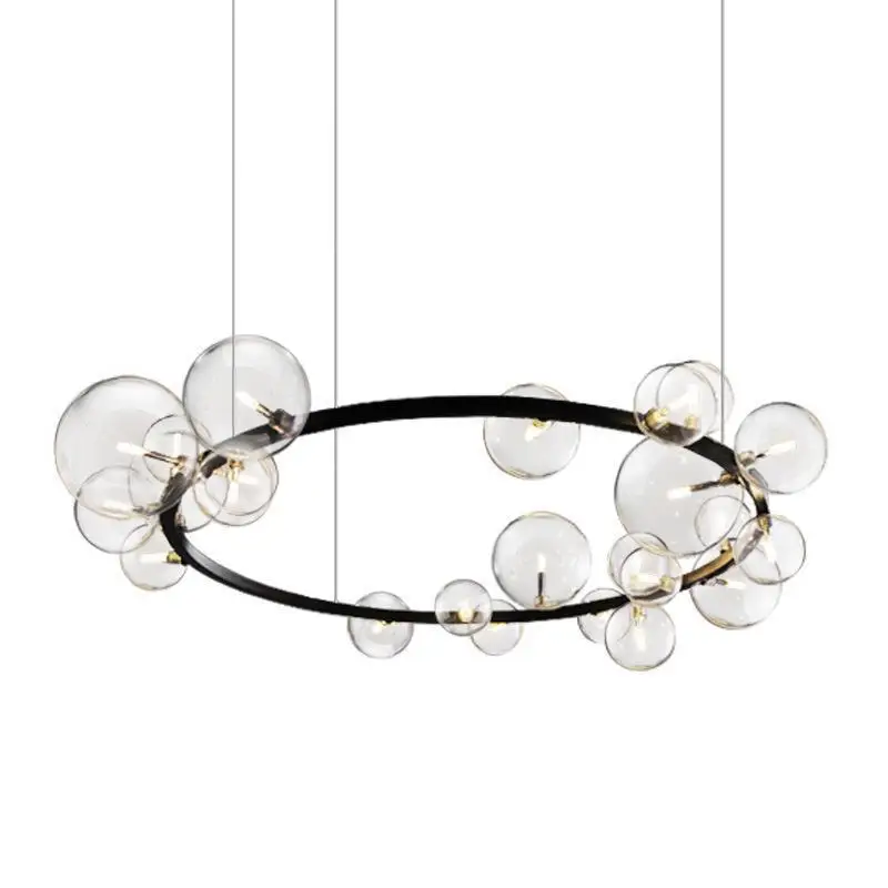 Nordic LED Clear Glass Bubble Chandeliers  Luxury Luster Dining Room Ceiling Hanging Light Fixrures Bedroom