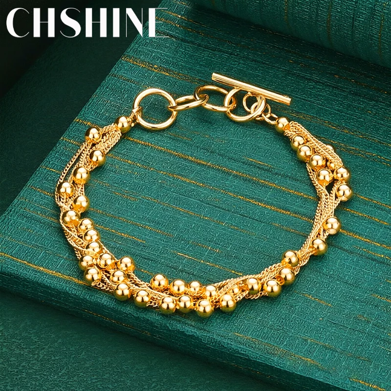 925 Sterling Silber 18K Gold Mehrschichtiges Perlenarmband Eleganter Modeschmuck für Frauen Hochzeitsgeschenk