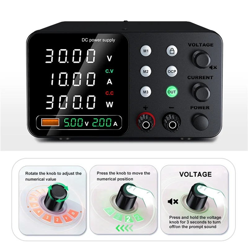 ABUS-30V 10A مختبر إمدادات الطاقة 5 فولت 2A تيار مستمر موفر طاقة تنظيمي إمدادات الطاقة المتغيرة مع إخراج تمكين/عديل الاستخدام زر الولايات المتحدة Plu